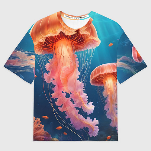 Мужская футболка оверсайз Подводный мир медузы / 3D-принт – фото 1