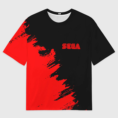 Мужская футболка оверсайз SEGA краски красные / 3D-принт – фото 1