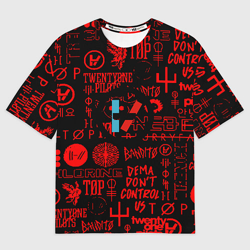 Мужская футболка оверсайз Twenty one pilots pattern rock steel / 3D-принт – фото 1