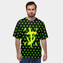 Футболка оверсайз мужская DOOM кислотное лого звёзды, цвет: 3D-принт — фото 2