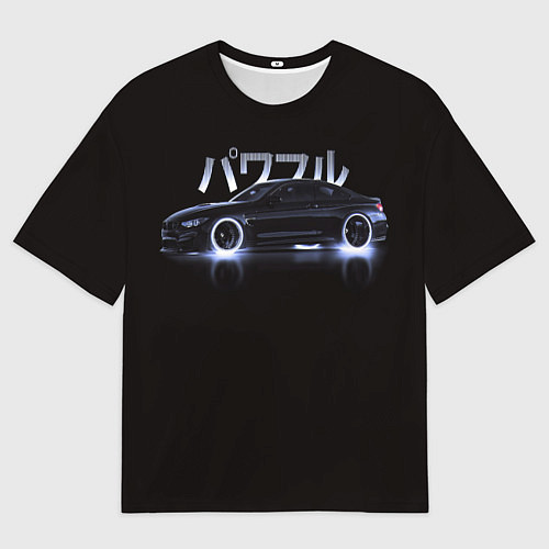 Мужская футболка оверсайз Neon BMW / 3D-принт – фото 1