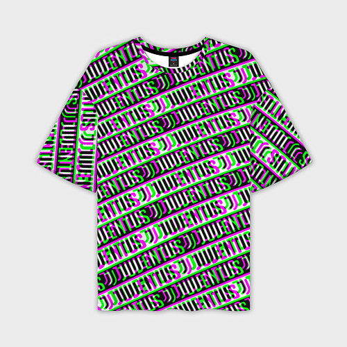 Мужская футболка оверсайз Juventus glitch pattern / 3D-принт – фото 1