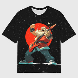 Футболка оверсайз мужская Рокер Дед Мороз, цвет: 3D-принт