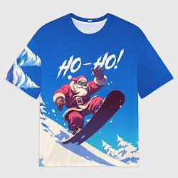 Футболка оверсайз мужская Дед Мороз на сноуборде, цвет: 3D-принт