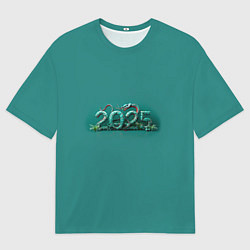 Футболка оверсайз мужская Символ 2025 нового года: зеленая змея, цвет: 3D-принт