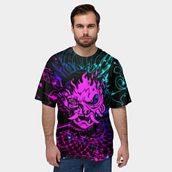 Футболка оверсайз мужская Cyberpunk 2077 dragon neon, цвет: 3D-принт — фото 2