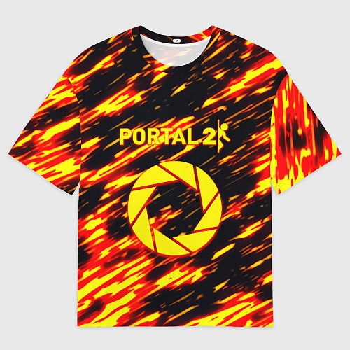 Мужская футболка оверсайз Portal огненный стиль / 3D-принт – фото 1
