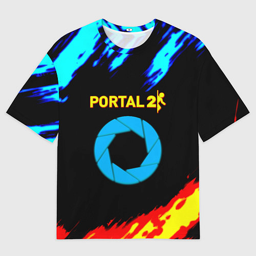 Мужская футболка оверсайз Portal лёд и пламя / 3D-принт – фото 1