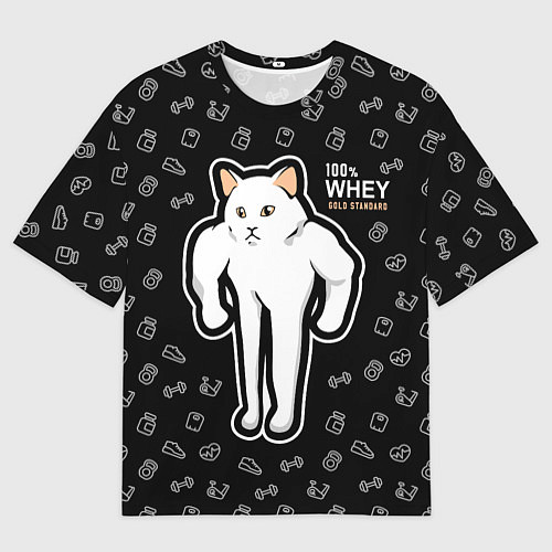 Мужская футболка оверсайз Качок кот / 3D-принт – фото 1