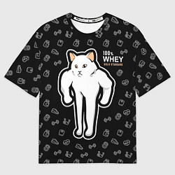 Мужская футболка оверсайз Качок кот