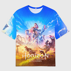 Мужская футболка оверсайз Герои Horizon zero dawn remstered