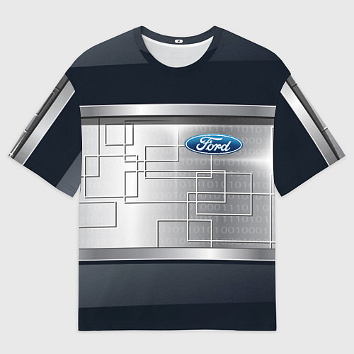 Мужская футболка оверсайз FORD текстура из метала / 3D-принт – фото 1