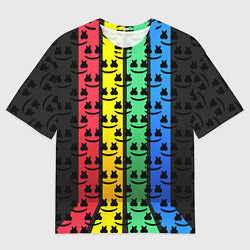 Футболка оверсайз мужская Marshmello neon music dj, цвет: 3D-принт