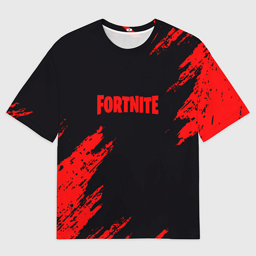 Мужская футболка оверсайз Fortnite красные краски лого / 3D-принт – фото 1