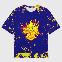 Мужская футболка оверсайз Cyberpunk краски брызги