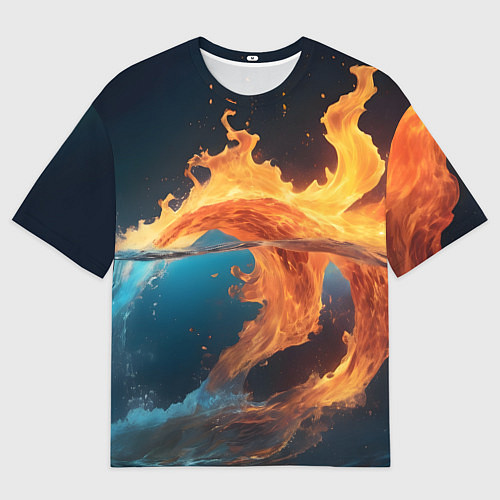 Мужская футболка оверсайз Вода и огонь / 3D-принт – фото 1