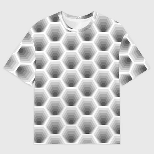 Мужская футболка оверсайз Неоновые соты / 3D-принт – фото 1