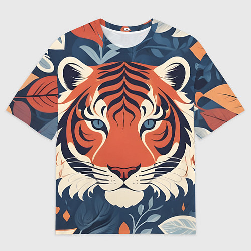 Мужская футболка оверсайз Тигр яркие контрасты / 3D-принт – фото 1