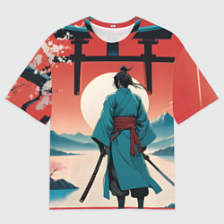 Мужская футболка оверсайз Самурай на рассвете