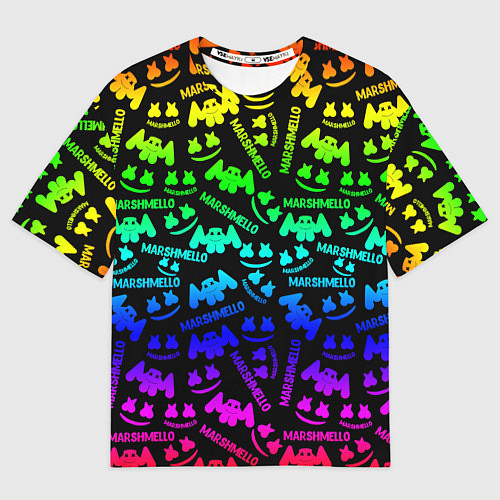 Мужская футболка оверсайз Marshmello neon steel pattern / 3D-принт – фото 1