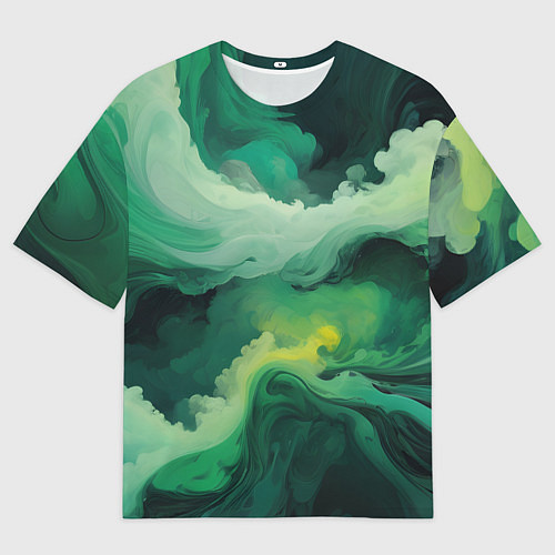 Мужская футболка оверсайз Изумрудные волны / 3D-принт – фото 1