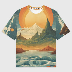 Футболка оверсайз мужская В теплых горах на закате, цвет: 3D-принт
