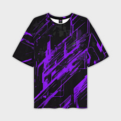 Футболка оверсайз мужская Purple stripes on a black background, цвет: 3D-принт