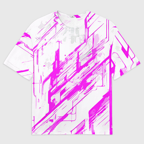 Мужская футболка оверсайз Розовые полосы на белом фоне / 3D-принт – фото 1