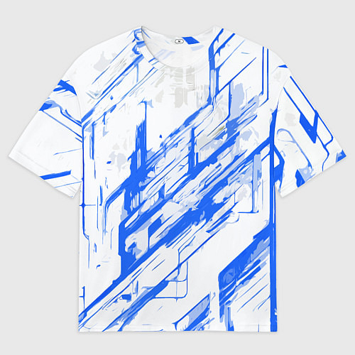 Мужская футболка оверсайз Синие полосы на белом фоне / 3D-принт – фото 1