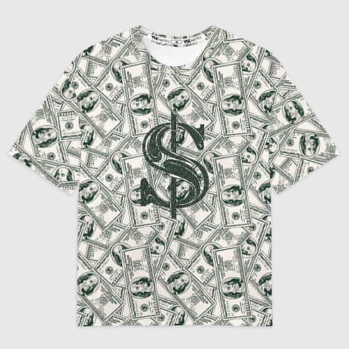 Мужская футболка оверсайз Знак доллар - зелень / 3D-принт – фото 1