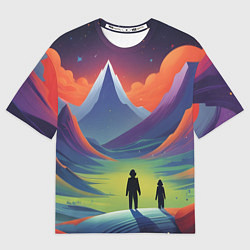 Футболка оверсайз мужская Фантастический красочный пейзаж, цвет: 3D-принт
