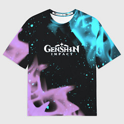 Футболка оверсайз мужская Genshin Impact flame neon, цвет: 3D-принт