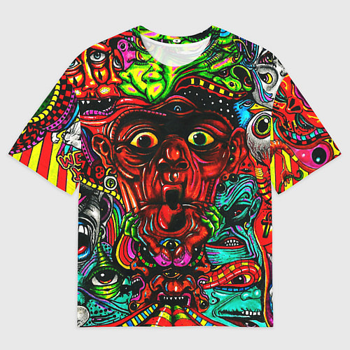 Мужская футболка оверсайз Мексиканский стиль психоделика / 3D-принт – фото 1