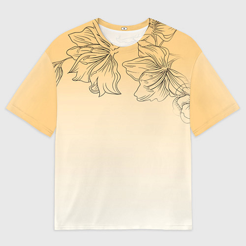 Мужская футболка оверсайз Градиент желтый с цветами / 3D-принт – фото 1