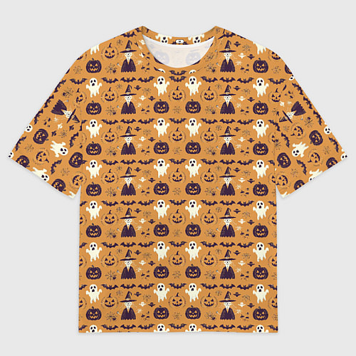 Мужская футболка оверсайз Хэллоуин паттерн с символикой / 3D-принт – фото 1