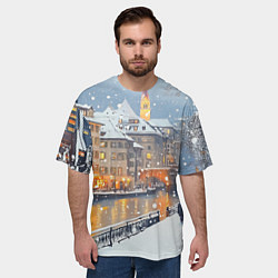 Футболка оверсайз мужская Заснеженный Санкт-Петербург пейзаж, цвет: 3D-принт — фото 2