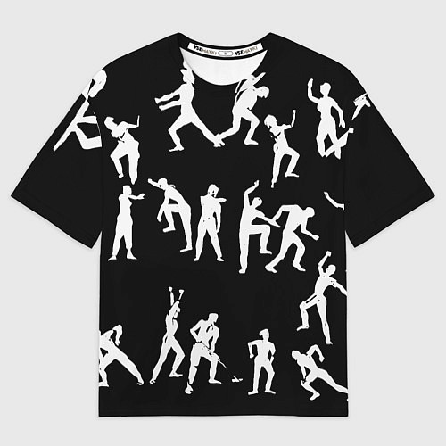 Мужская футболка оверсайз Silhouettes of moving people / 3D-принт – фото 1