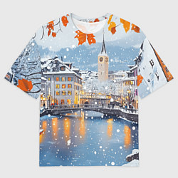 Мужская футболка оверсайз Предновогодний Санкт-Петербург