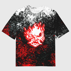 Мужская футболка оверсайз Cyberpunk брызги красок