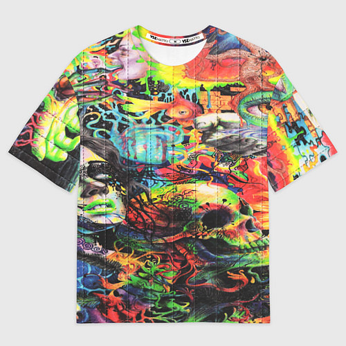 Мужская футболка оверсайз Кислотные рисунки психоделика / 3D-принт – фото 1