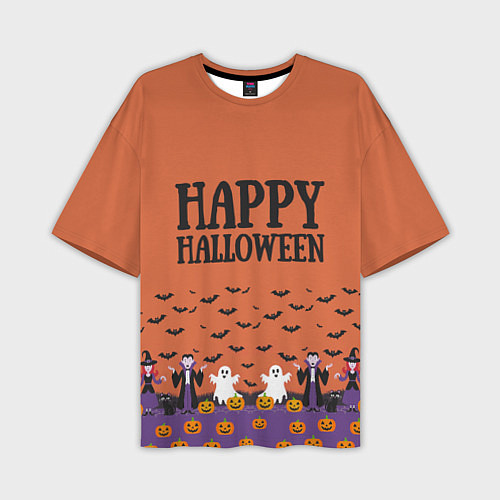 Мужская футболка оверсайз Happy Halloween pattern / 3D-принт – фото 1