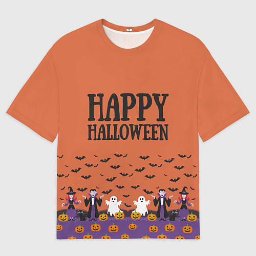 Мужская футболка оверсайз Happy Halloween pattern / 3D-принт – фото 1