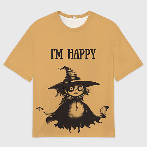 Мужская футболка оверсайз Хэллоуин ведьма im happy / 3D-принт – фото 1