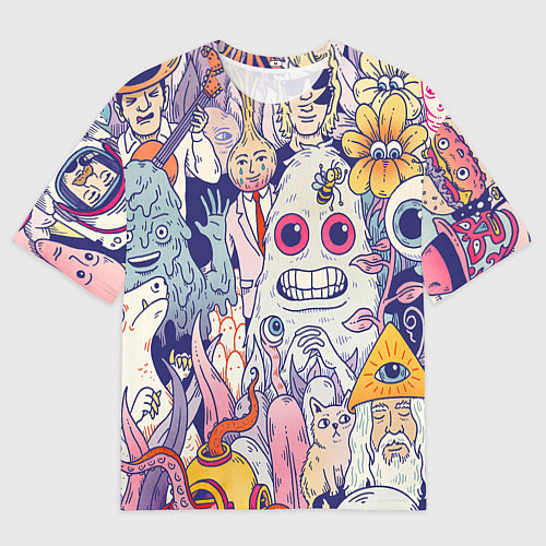 Мужская футболка оверсайз Психоделические монстры / 3D-принт – фото 1