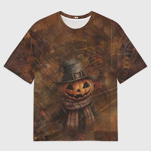 Мужская футболка оверсайз Весёлый тыквенный Джек / 3D-принт – фото 1
