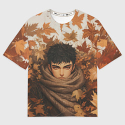 Мужская футболка оверсайз Юный Гатс в осенней листве
