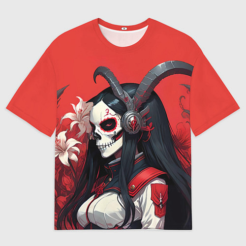 Мужская футболка оверсайз Девушка с макияжем калавера / 3D-принт – фото 1