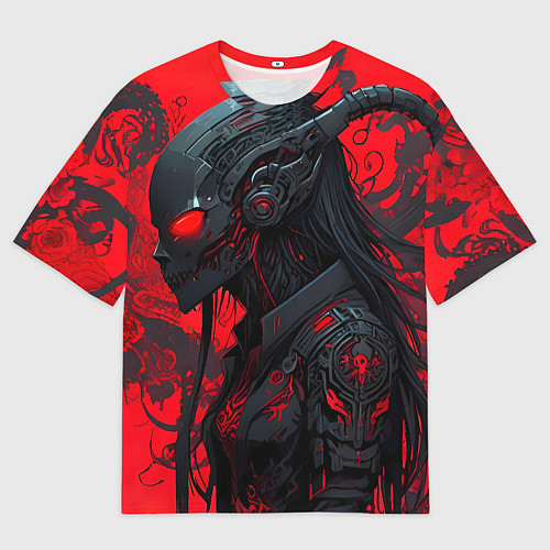 Мужская футболка оверсайз Девушка в стиле киберпанк / 3D-принт – фото 1