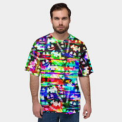 Футболка оверсайз мужская Marshmello music краски, цвет: 3D-принт — фото 2