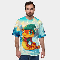 Футболка оверсайз мужская Змейка в сказочном городе, цвет: 3D-принт — фото 2